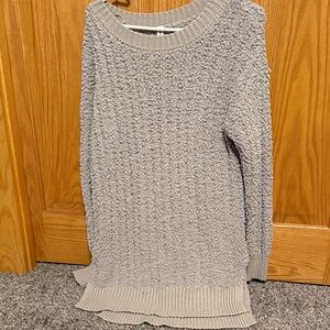 Zenana Outfitters Cozy Textured Tunic Sweater in Light Gray